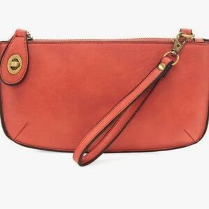 Joy Susan Vegan Leather Wristlet Clutch, deep coral, Used